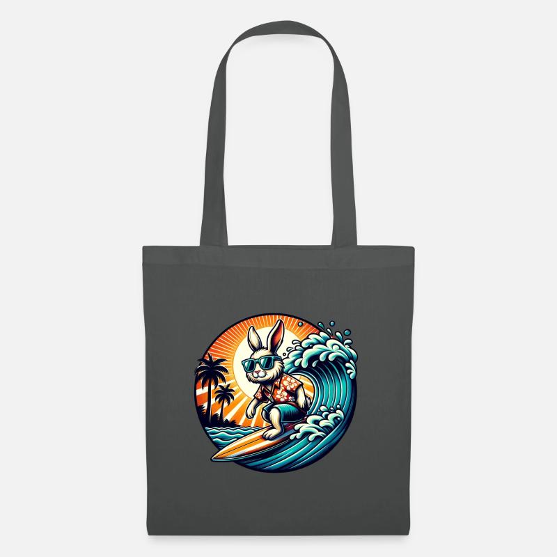 Surfender Hase mit Sonnenbrille und Hawaii-Hemd - Stoffbeutel - Graphite