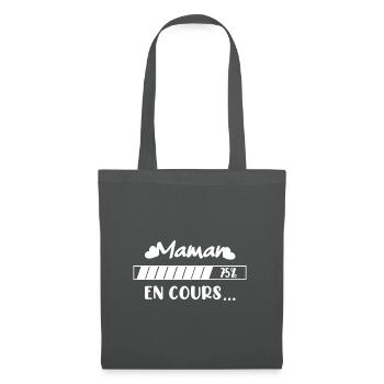Maman en cours ... 75% t-shirt femme enceinte - Sac en tissu - gris graphite - Devant