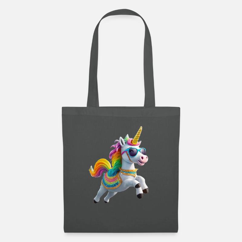 Cooles Einhorn mit Sonnenbrille Regenbogen - Stoffbeutel - Graphite