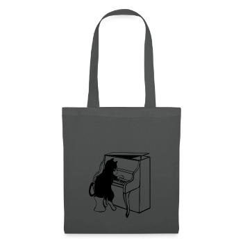 Katze Klavier Musik - Stoffbeutel - Graphite - Vorne