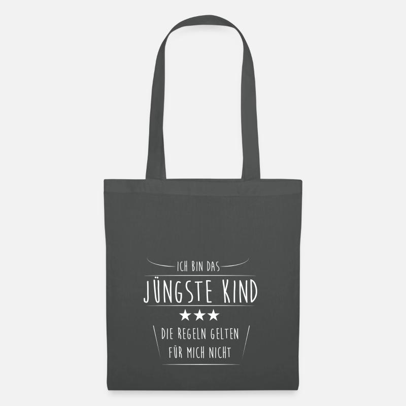 Ich bin das Juengste Kind Schwarz - Stoffbeutel - Graphite