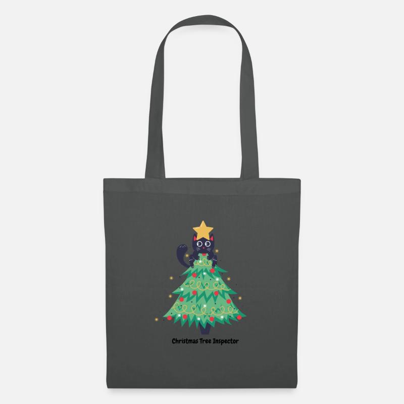 Katzen-Weihnachtspullover im Baum - Stoffbeutel - Graphite