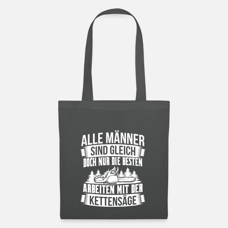 HOLZ SÄGE KETTENSÄGE GESCHENK WALD FÖRSTER BERUF - Stoffbeutel - Graphite