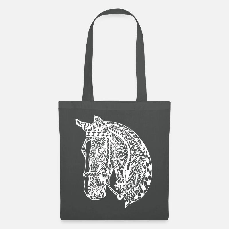 Pferd Pferde Reiterin Mandala Pferdekopf Geschenk - Stoffbeutel - Graphite