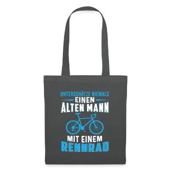 Alten mann mit einem Rennrad - Stoffbeutel - Graphite - Vorne