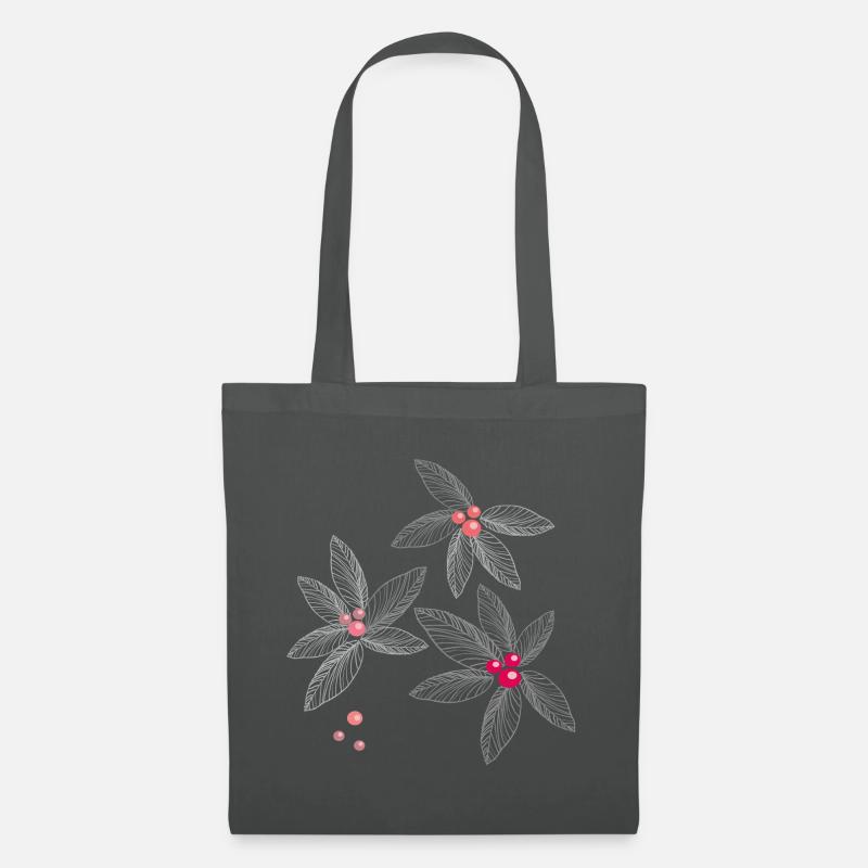 Blüten mit Perlen - Stoffbeutel - Graphite