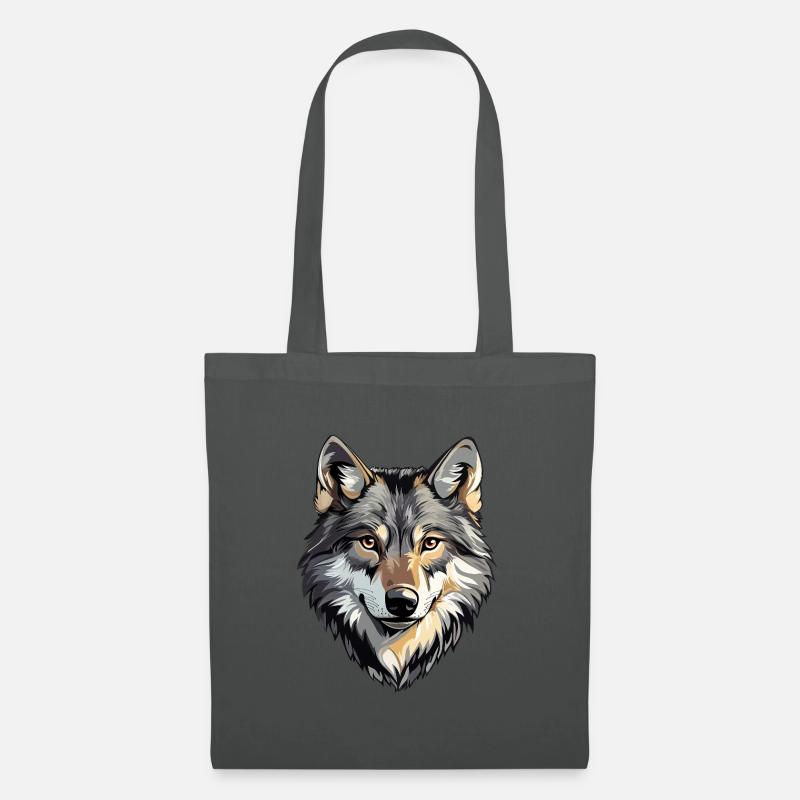 Wolfskopf, wilder Wolf, Wolfsrudel - Stoffbeutel - Graphite