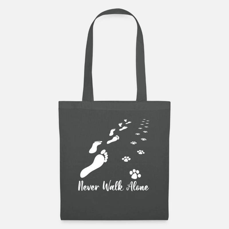 Never Walk Alone Dog Lovers Footprints - Stoffbeutel - Graphite