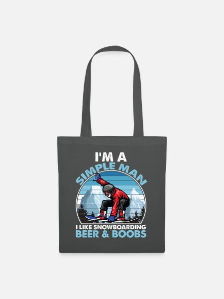 I Like Snowboarding Beer & Boobs - Stoffbeutel - Graphite