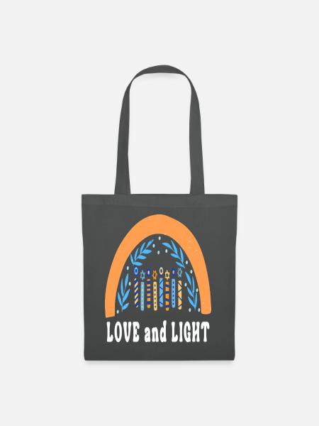 Love And Light Rainbow Hanukkah Jewish Chanukah - Stoffbeutel - Graphite