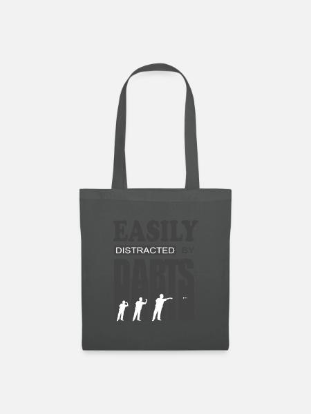 Dart cooler Spruch Easily distracted by Darts - Stoffbeutel - Graphite