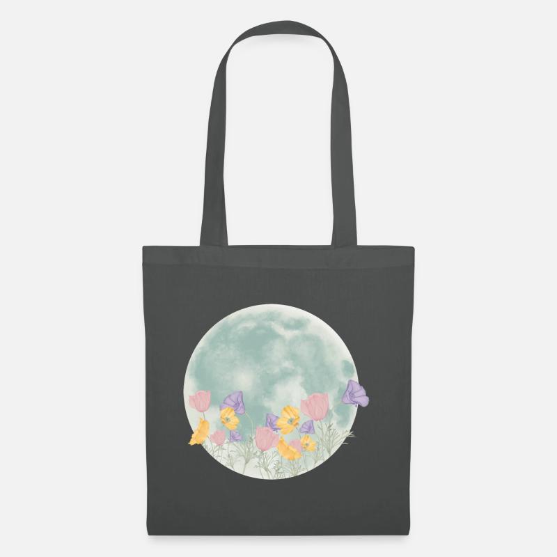Blumiger Mond - Stoffbeutel - Graphite