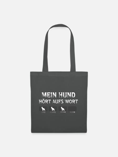 Mein Hund hört aufs Wort - Stoffbeutel - Graphite