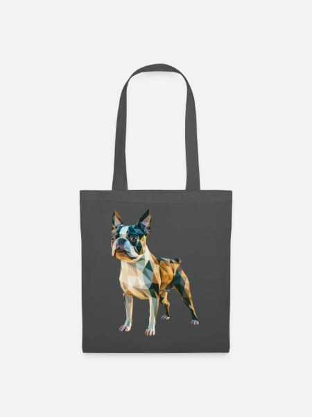 Französische Bulldogge - Cooles Low-Poly-Logo - Stoffbeutel - Graphite