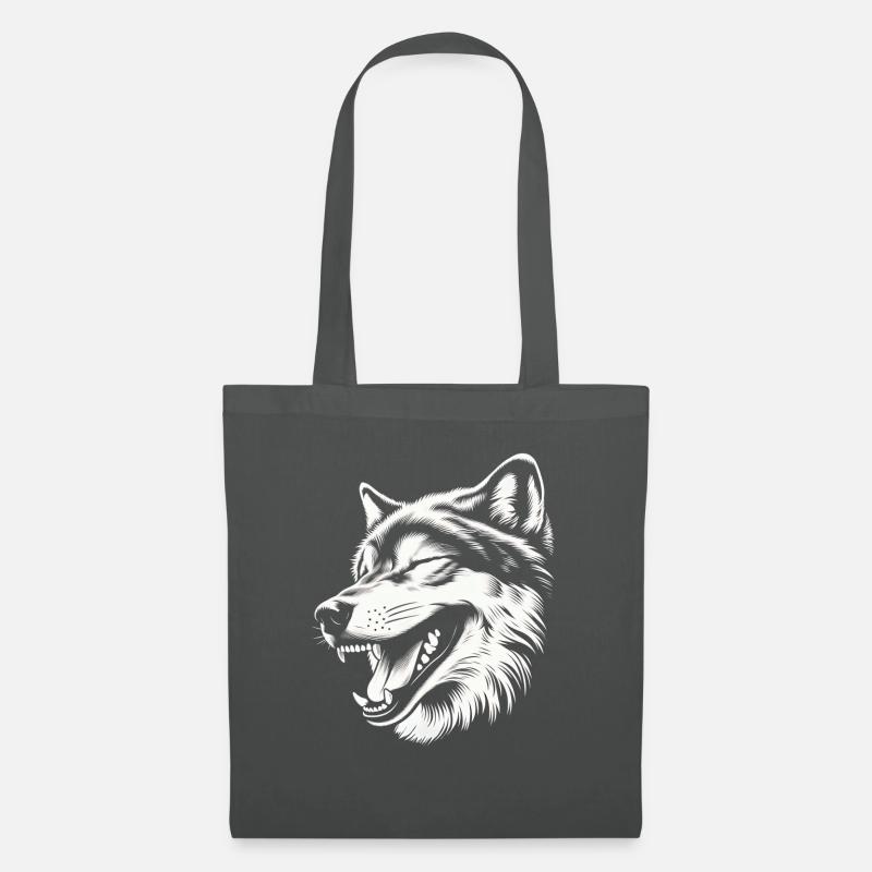 Lachender 🐺 Wolf - Stoffbeutel - Graphite