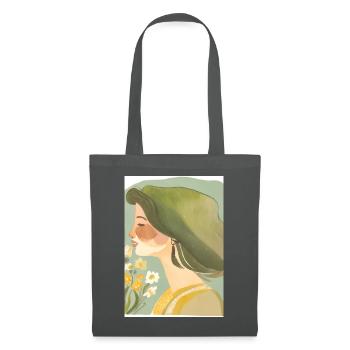 Art minimaliste | Femme au portrait vert - Sac en tissu - gris graphite - Devant