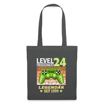 24. Geburtstag Gamer zocken Geburtstjahr 1999 - Stoffbeutel - Graphite - Vorne