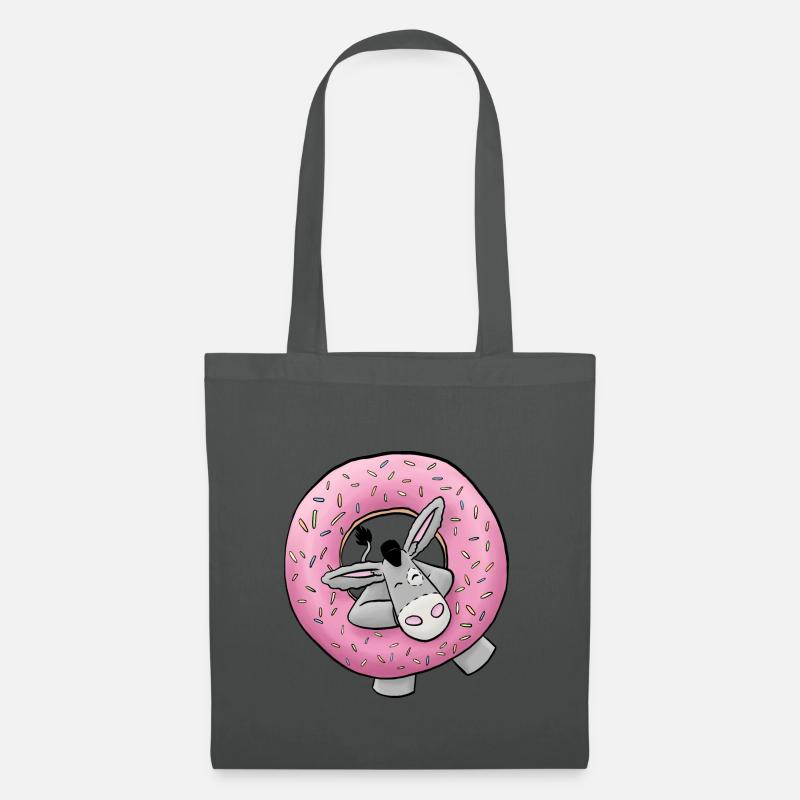 Kuschelesel mit Donut - Stoffbeutel - Graphite
