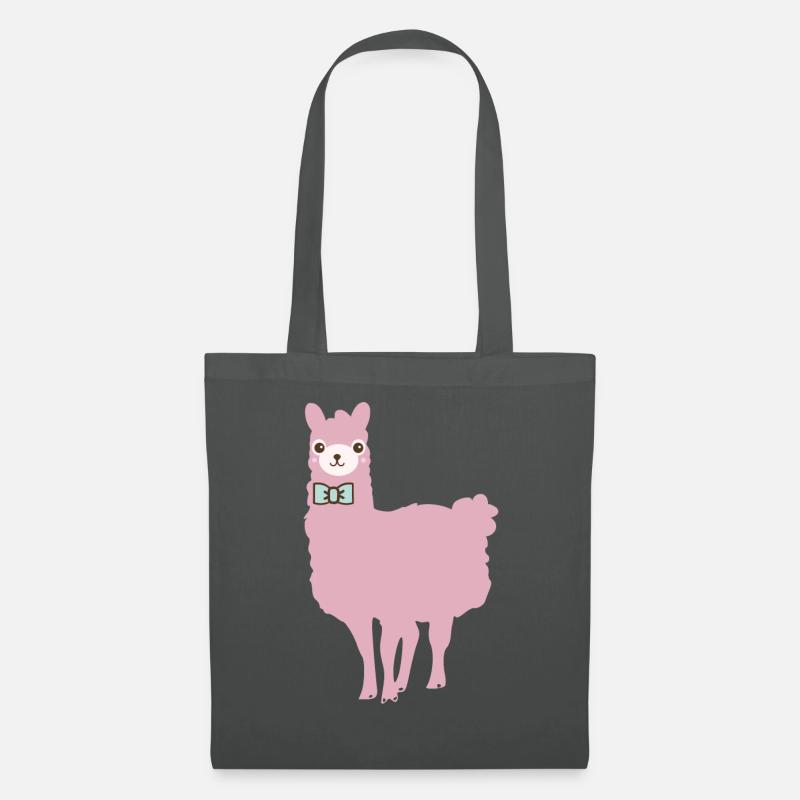 Lama pink mit Fliege - Stoffbeutel - Graphite