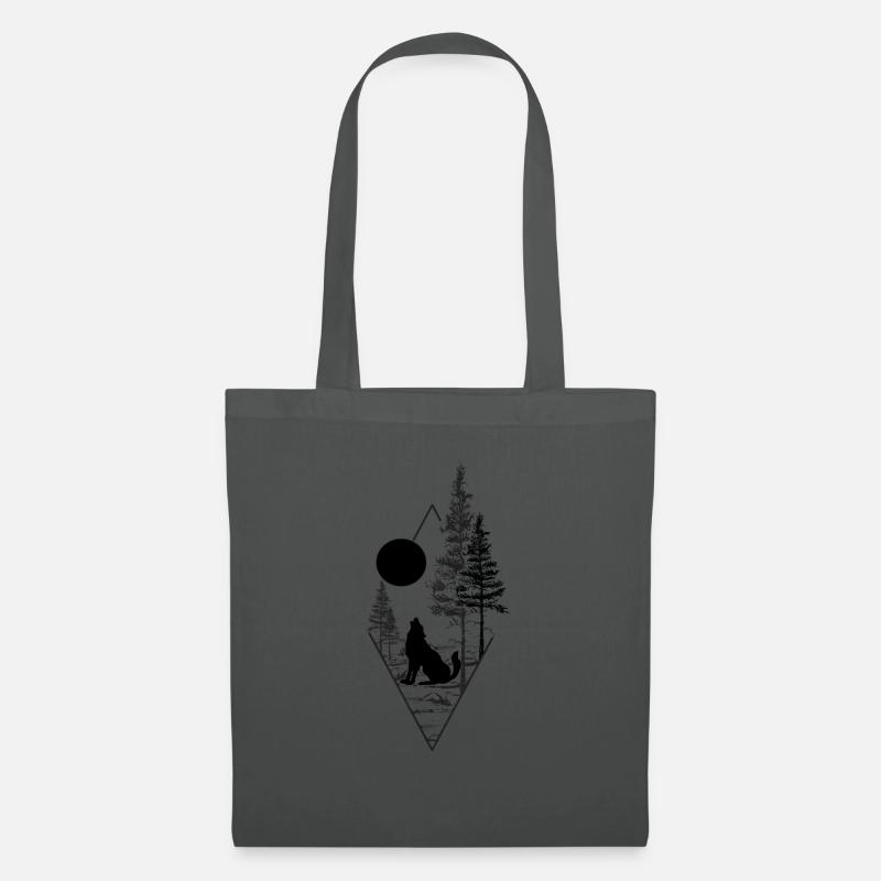 Mond und der Wolf - Stoffbeutel - Graphite