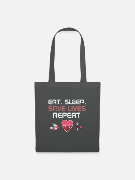 Eat Sleep Save Lives Wiederholung - Stoffbeutel - Graphite