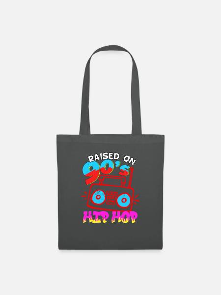Raised on 90's Hip Hop - Stoffbeutel - Graphite