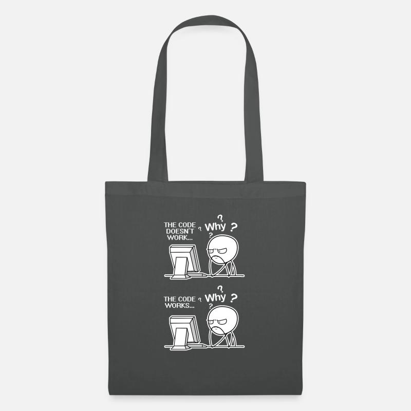Funny Programmer Code Works Pourquoi Meme - Sac en tissu - gris graphite