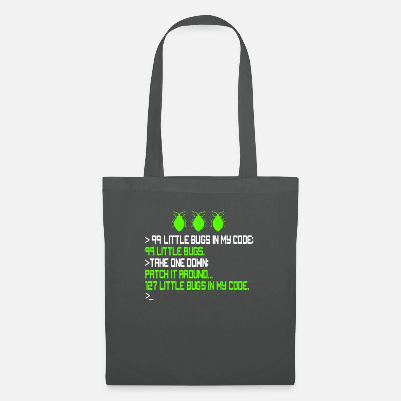 99 Little Bugs in My Code Kodierung Debugging Funn - Stoffbeutel - Graphite