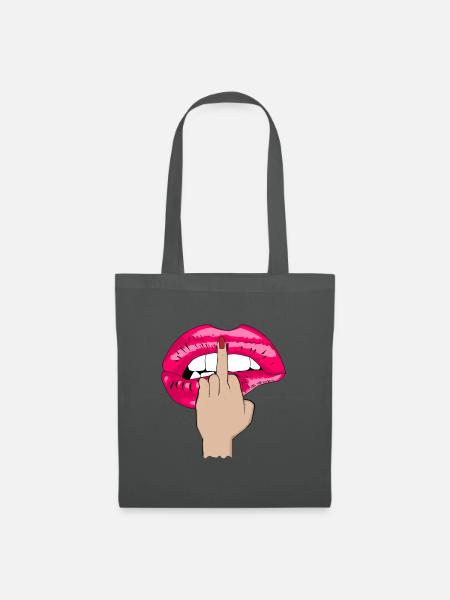 mittelfinger kussmund pink - Stoffbeutel - Graphite