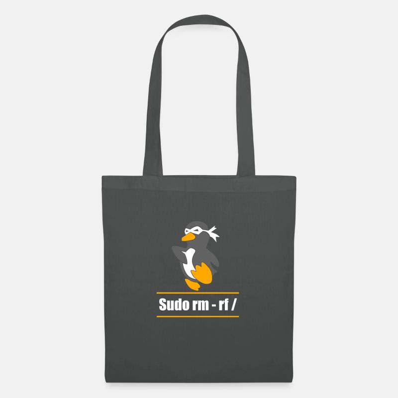 Tux Linux Penguin Sudo Rm Rf Geek Hacker - Sac en tissu - gris graphite
