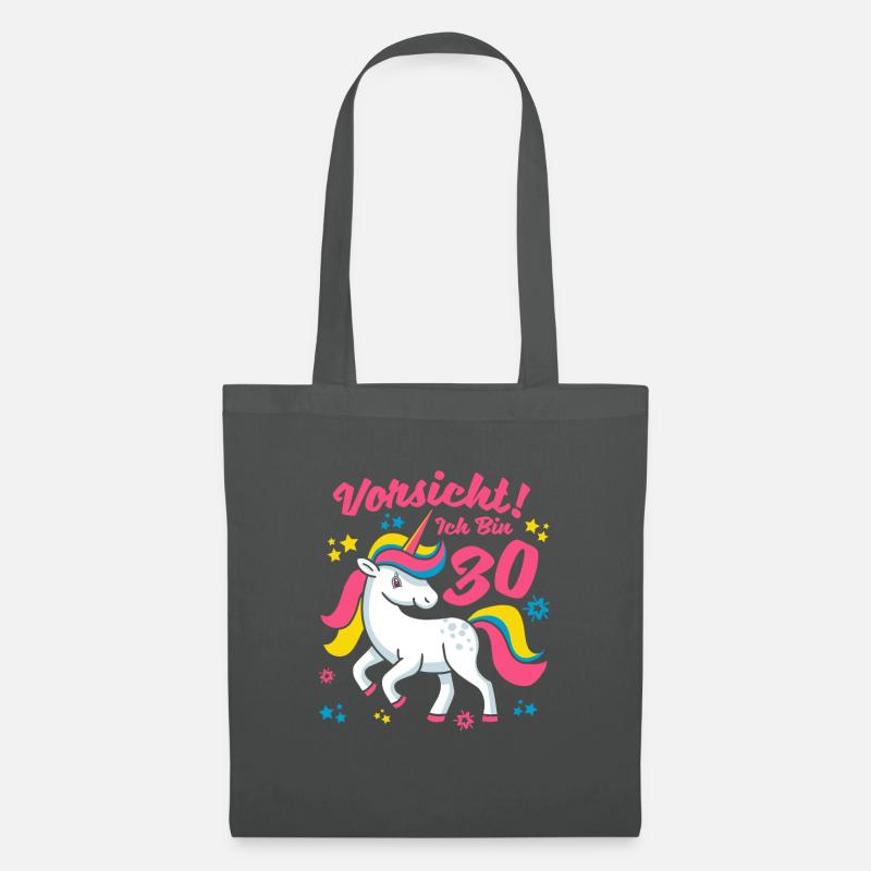 Vorsicht ich bin 30 - 30. Geburtstag Einhorn - Stoffbeutel - Graphite
