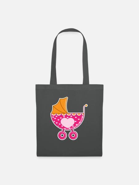 Rosa Kinderwagen - Stoffbeutel - Graphite