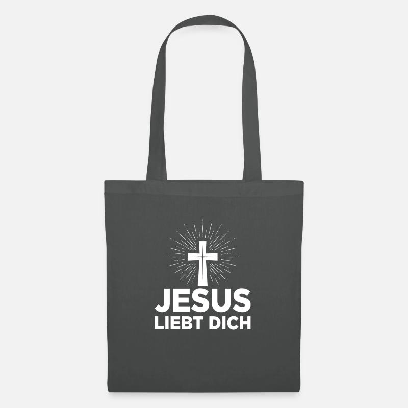 Jesus liebt dich - Stoffbeutel - Graphite