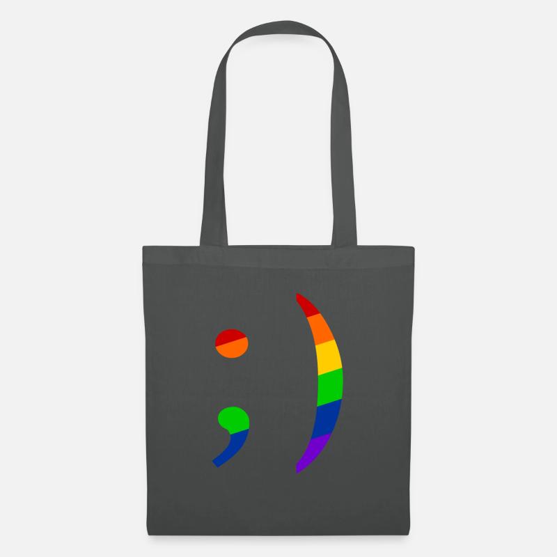 Retro Emoji Zwinker Queer - Stoffbeutel - Graphite