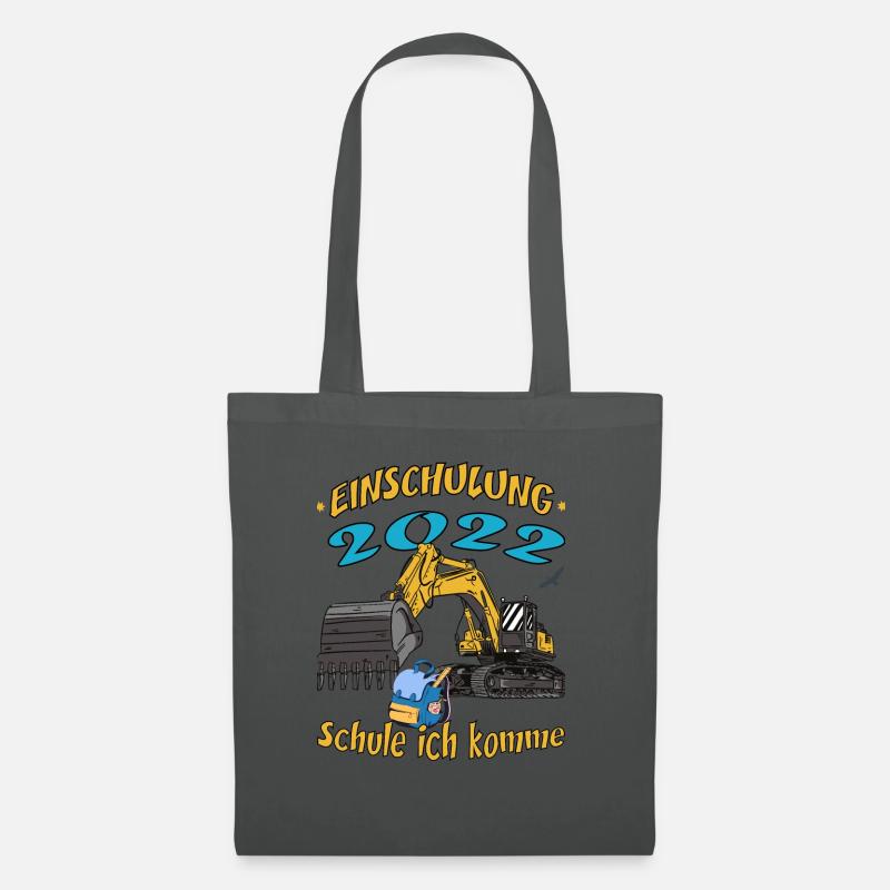Einschulung 2022 Bagger Schule ich komme - Stoffbeutel - Graphite