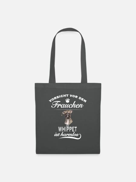 Vorsicht vor dem Frauchen - Whippet ist harmlos - Stoffbeutel - Graphite