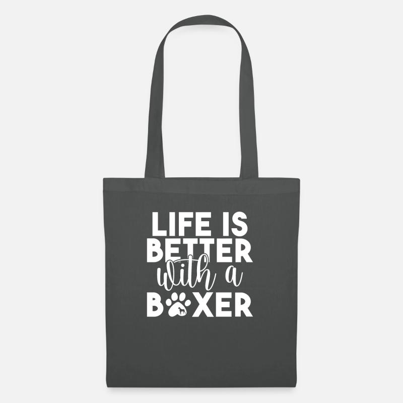 Boxer Hund Geschenke - Stoffbeutel - Graphite
