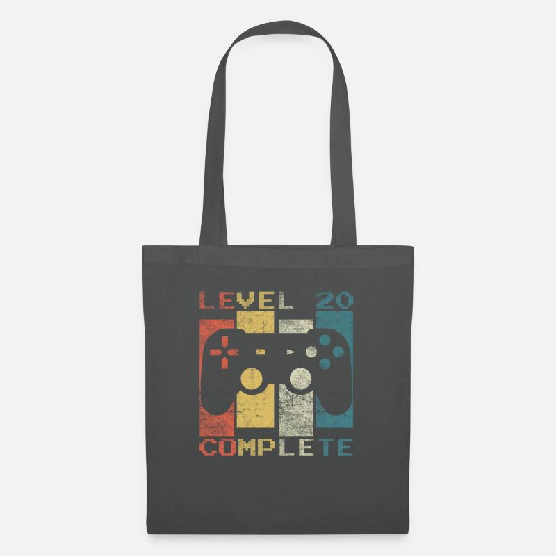 20 Geburtstag Gamer Level 20 complete Vintage - Stoffbeutel - Graphite