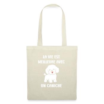 Humour chien petit caniche - Sac en tissu - nature - Devant