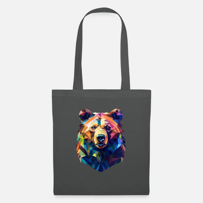 Bär Grizzlybär Polygon - Stoffbeutel - Graphite