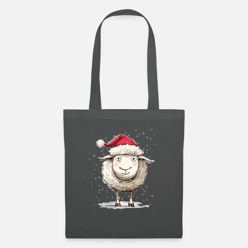 Weihnachts- Schaf - Stoffbeutel - Graphite