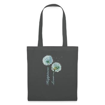 Pissenlit, Bonheur, Amour, Design Inspirant - Sac en tissu - gris graphite - Devant