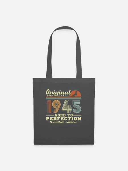 Jahrgang 1945 80. Geburtstag Retro Geschenk - Stoffbeutel - Graphite