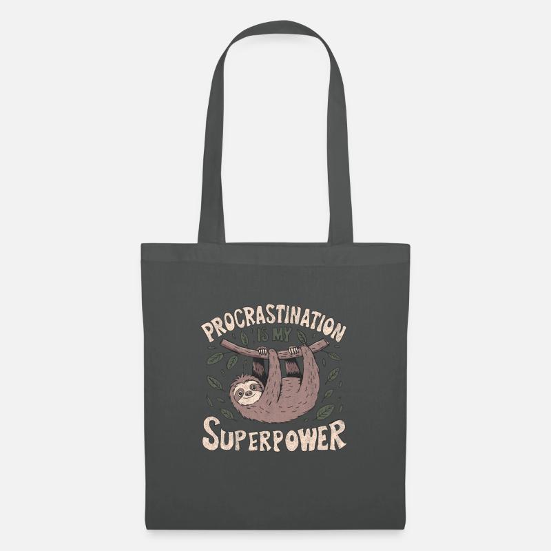 Faultier Procrastination lustiger Spruch Geschenk - Stoffbeutel - Graphite