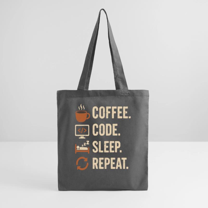 Codeur Geek Routine – Café, Code, Dodo, Encore Sac en tissu