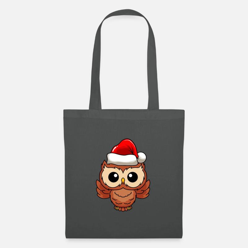 Eule Comic Weihnachten - Stoffbeutel - Graphite