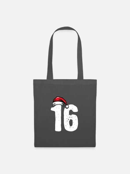 16 Zahl Weihnachten - Stoffbeutel - Graphite