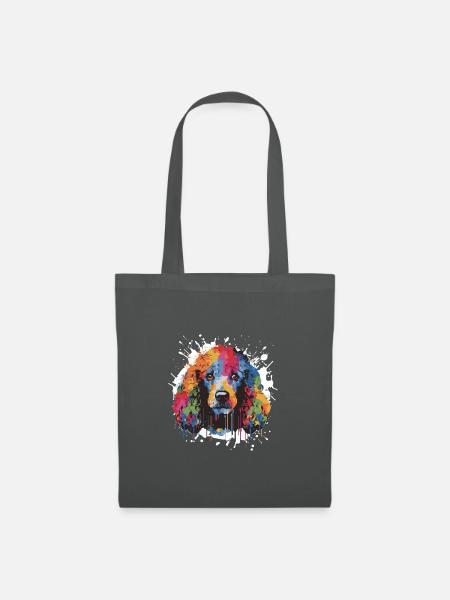 Pudel Hund Pop Art Kopf - Stoffbeutel - Graphite