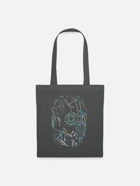 Cyberpunk Robot Kopf - Stoffbeutel - Graphite