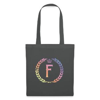 Couronne de lettres F - Sac en tissu - gris graphite - Devant